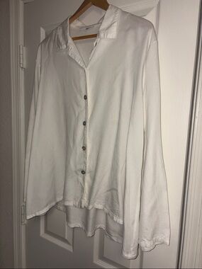 bryn Walker Cream Button-Front Long Sleeve Top